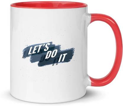 popflip Premium Quality Inner Red Color Printed with LetsDoIt Ceramic Coffee Mug