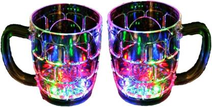 PFN STORE C7 LED light cup multi color option set of 2 Plastic Mason Jar