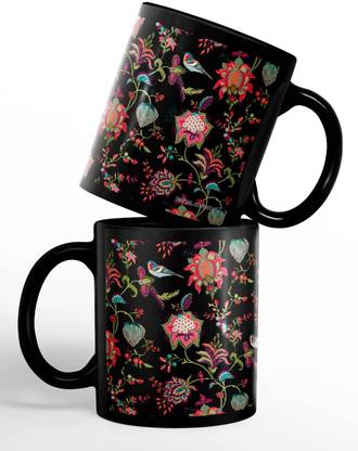 Macmerise Payal Singhal Chidiya Black - Coffee Ceramic 325 ml Black Ceramic Coffee Mug