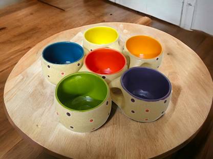 Karbon Designer Dotteds Set 6 Pcs Ceramic Coffee Mug