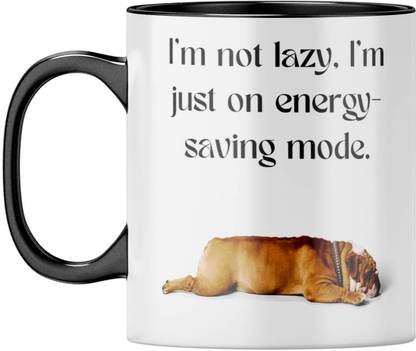 YuBingo Energy-Saving Mode - Bulldog Design, Lazy Day Gift Ceramic Coffee Mug
