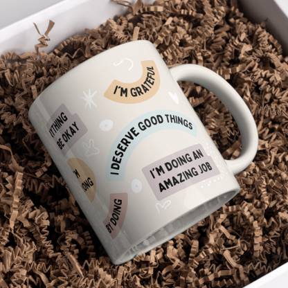 FiftyOne Hub Premium "I am strong" with multiple quotes Printed Ceramic Coffee Mug