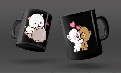 SRK CREATION BEST CUTE DESIGN BLACK PRINTED MUG SRK-GA-0555 Ceramic Coffee Mug