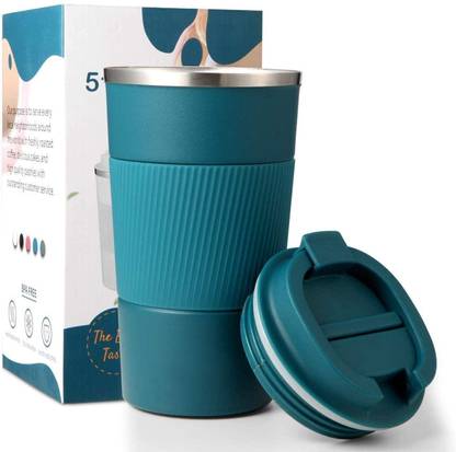 FLOSTRAIN Coffee Tea Travel Sipper Lid Double Walled Thermos Flask Stainless Steel Coffee Mug