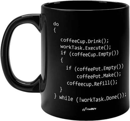 FirseBUY C++ Program Coffee Black - Coding Computer Science Programmer Printed Ceramic Coffee Mug