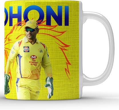 Unbounded Company MS Dhoni CSK White Ceramic Coffee Mug