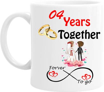 printsbea Printed 04 Years Together Forever go to Unique Quotes Ceramic Coffee Ceramic Coffee Mug