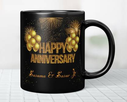 NH10 DESIGNS Happy Anniversary Sasuma Sasur Ji Printed Coffee Cup For Gift - HABBGBKPMV 22 Ceramic Coffee Mug
