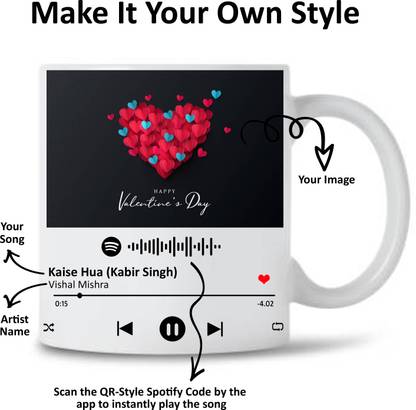 lala hathrasi Spotify Music & Personalised Photo mug for any occasion with anysong Ceramic Coffee Mug