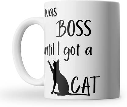 Quickcollection White Tea/ Coffee Cup I Was Boss Table Wear For Home, Office Ceramic Coffee Mug