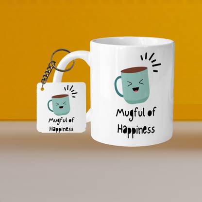 VMSHOPPINGMART 101_Perfect for Coffee and Tea - With Keychain VMful Of Happiness L S Ceramic Coffee Mug