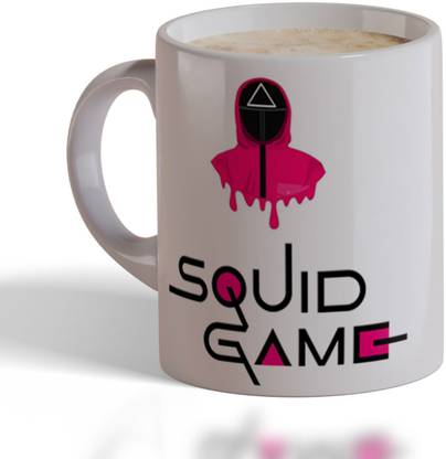 ECFAK Squid Game - Ceramic Coffee Cup with Pink Guard Design, 11oz Gift for Fans Ceramic Coffee Mug
