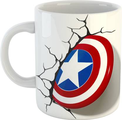Clovez Print Avengers, Captain America Shield, Gift 325ml T2 Ceramic Coffee  (325 ml) Ceramic Coffee Mug