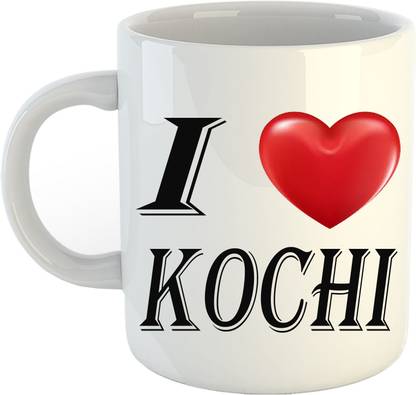 CHARMING I Love Kochi Printed White Ceramic Coffee Ceramic Coffee Mug