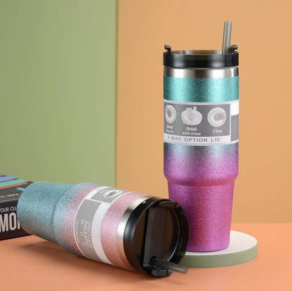 FLOSTRAIN New Stainless Steel Vacuum Insulated Travel Tea and Coffee Stainless Steel, Plastic Coffee Mug