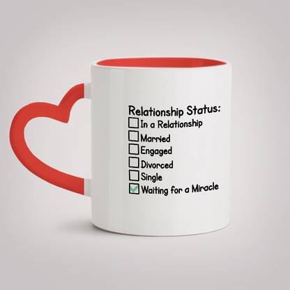 MOTIVATE BOX Ceramic Inner Colour Heart Handle Coffee printed design Relationship Status Ceramic Coffee Mug