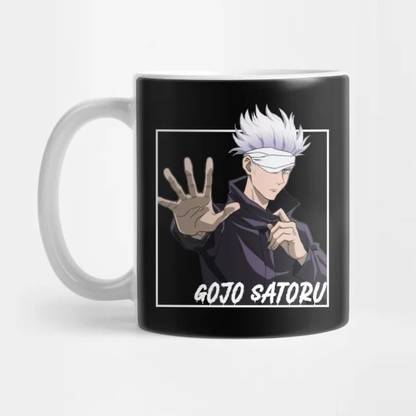 craft maniacs GOJO SATORU THE WARRIOR PRINTED 330 ML WHITE MUG FOR GOJO SATORU ANIME LOVERS Porcelain Coffee Mug