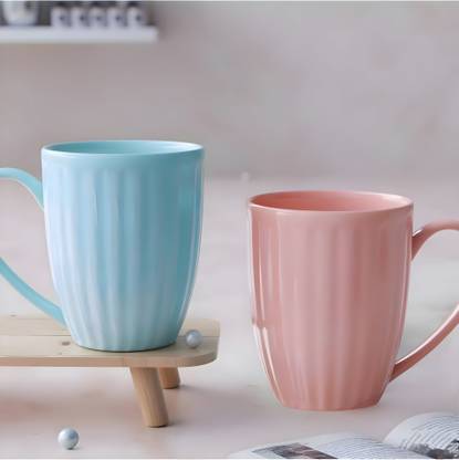 TheMoonStore Pastel Glam Pink and Blue 300ML | Ceramic Tea Dishwasher & Microwave Safe Ceramic Coffee Mug