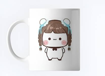 Abhi Creation Cute Face DuDu BuBu Double Sided Printed Design Ceramic mug For Gifts Ceramic Coffee Mug
