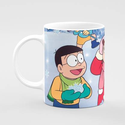 doubleend Doraemon Snow Nobita Shizuka Kids Cartoon Printed Coffee & Tea Ceramic Coffee Mug