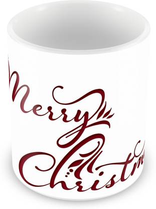 BeyondTrendz Merry Christmas Lettering Printed Premium Quality Gift Tea Cup Ceramic Coffee Mug