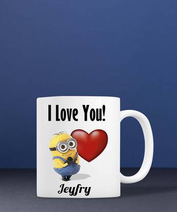 badri creations I Love You Jeyfry Super White Coffee Ceramic Coffee Mug