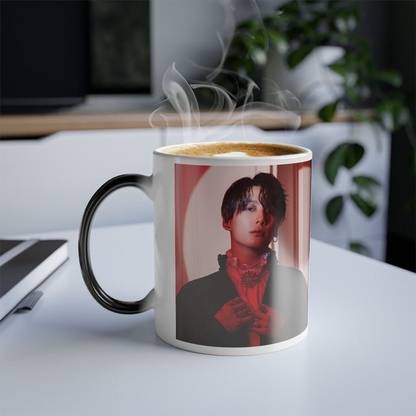 craft maniacs JUNGKOOK RED 330 ML MAGIC COFFEE MUG FOR BTS ARMY Porcelain Coffee Mug