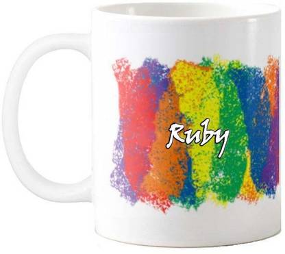 GNS Multicolor Rainbow Self Name gift for Ruby sl 005 Ceramic Coffee Mug