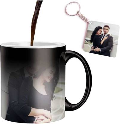 HM Creations Printed Personalized Magic Coffee/Cup (330 ml)+Keychain Ceramic Coffee Ceramic Coffee Mug