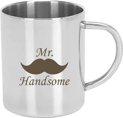 Savri Stainless Steel Mr. Handsome with Moustache Symbol Stainless Steel Coffee Mug