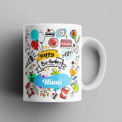 Beautum Happy Birthday Ninni Name Model No:DOD002110 White Ceramic Coffee Mug
