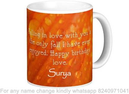 GNS Happy Birthday Gift for Surya Love theme Message 080 Ceramic Coffee Mug