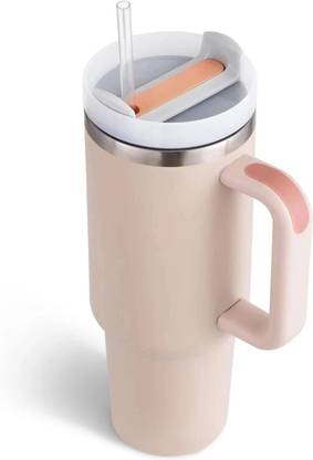 KIZJORYA Tumbler with Straw Insulated Tumbler with Lid Hot & Cold with Handle Cup Steel Stainless Steel, Plastic Tumbler
