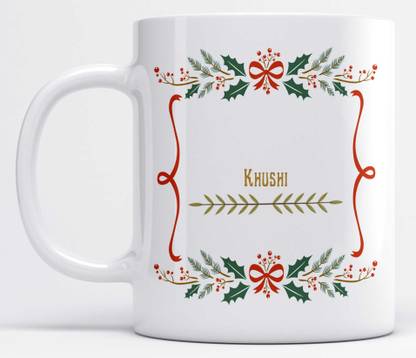 LOROFY Name Khushi Printed Beautiful Frame Design Ceramic Coffee Mug