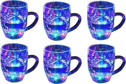 FULLY Glow in The Dark LED Light Color Changing with Handle Glass Beer Mug