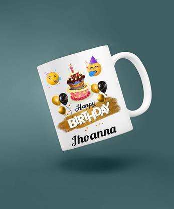 badri creations Happy Birthday Jhoanna Super White Coffee Ceramic Coffee Mug