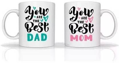Shree Radha Raman You Are the Best Dad & Best Mom Couple Combo Printed Coffee (Set Of 2) Ceramic Coffee Mug