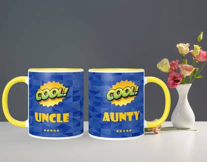 NH10 DESIGNS Uncle & Aunty Printed Cup For Couple Anniversary Gift- 2FMCP3TM1 125 Ceramic Coffee Mug