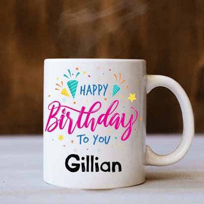 badri creations Happy Birthday Gillian White Coffee Ceramic Coffee Mug