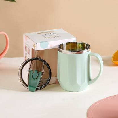 Nestasia Portable Double-Walled Vacuum Insulated with Spill-Proof Dual Lid Stainless Steel Coffee Mug