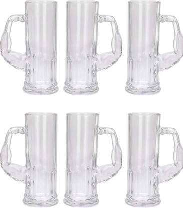 PKMSHO Muscle Beers, Clear, Handle Bear Glass, Long Big Drinking Glass Beer Mug
