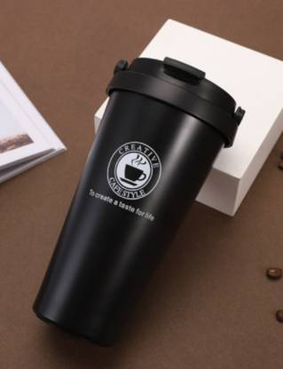 Black Camel 500ML Coffee 304 Stainless Steel Travel Double Wall Vacuum Insulated Tumbler Wide Mouth Tea Cup with Lid Black Stainless Steel Coffee Mug