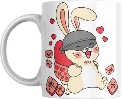 THE MUG STORE Cute Rabbit Ceramic Coffee Mug