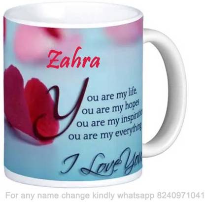 Exoctic Silver Romantic Gift for Zahra Love theme Message Ceramic Coffee Mug