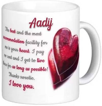 GNS Romantic Gift for Aadij I Love You 085 Ceramic Coffee Mug
