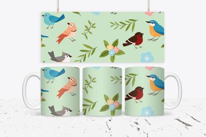 Balaji InfoTech Birds And Flowers Pattern Design Ceramic Coffee Mug