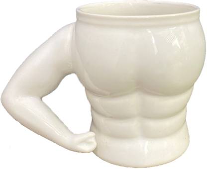 miRim Microwave Safe Muscle Body Shape Coffee/Milk with Unique Handle Ceramic Ceramic Coffee Mug