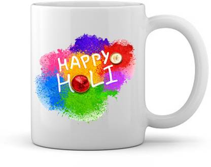 Gifting Style Happy Holi Designer Printed Cup For Your Best Emplooye Ceramic Coffee Mug