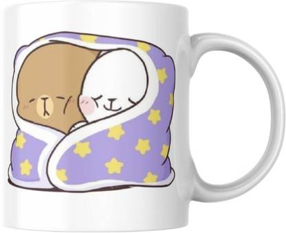 tierstore Stylish Ceramic Cup – Sleeping Lazy Bear | Durable Coffee | 350 ML Ceramic Coffee Mug