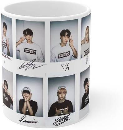 craft maniacs STRAY KIDS POLAROID ART PRINTED 330 ML WHITE MUG FOR STRAY KIDS GANG Ceramic Coffee Mug